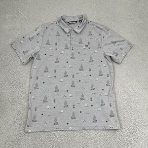 Travis Mathew Candy Shores Polo Men L Gray Cactus Performance Golf Shirt